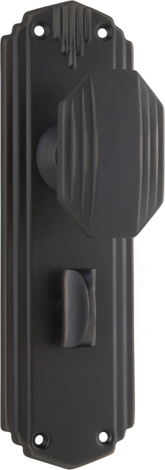 Napier Art Deco Door Knob - Long Backplate Antique Copper / Privacy | Privacy