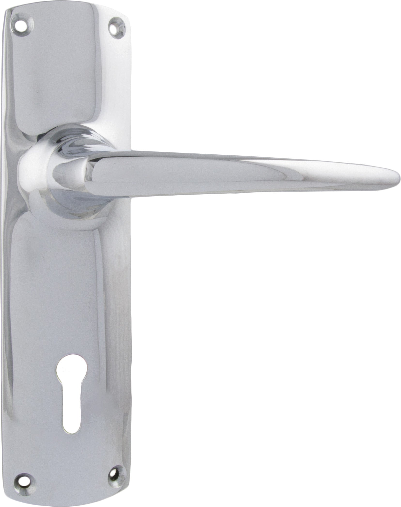 Retro Lever - Long Backplate Chrome Plated / Lock | Lock (Skeleton Key)