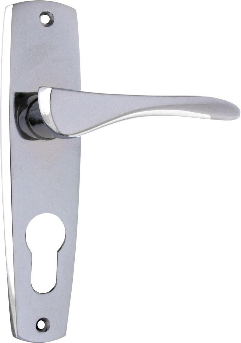 Mid-Century Lever - Long Backplate Chrome Plated / Euro | Entrance