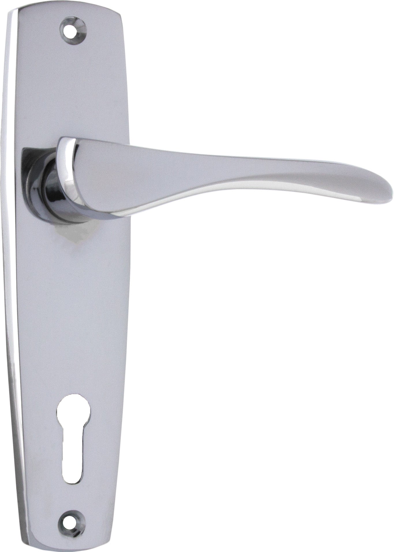 Mid-Century Lever - Long Backplate Chrome Plated / Lock | Lock (Skeleton Key)