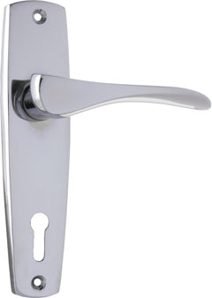 Mid-Century Lever - Long Backplate Chrome Plated / Lock | Lock (Skeleton Key)