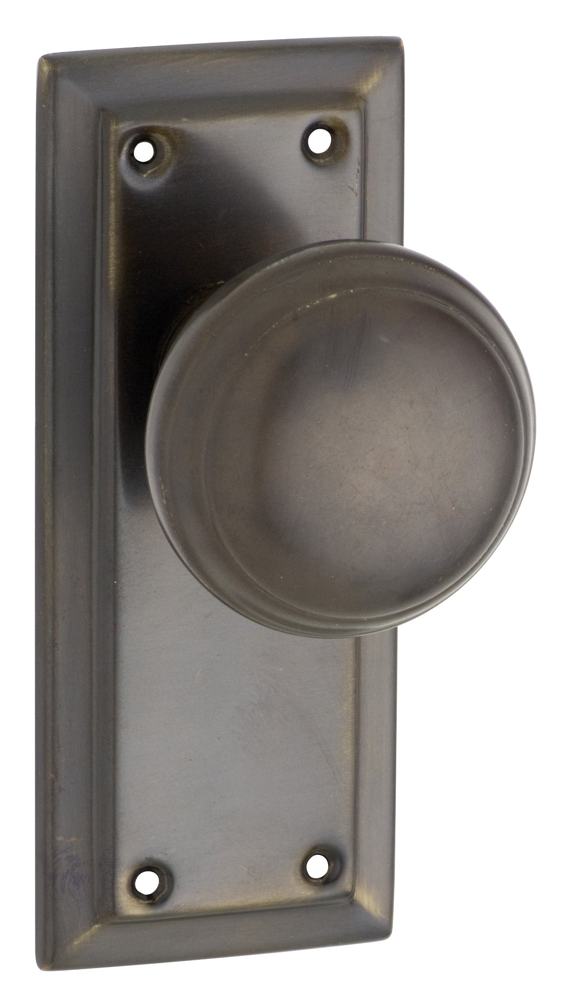 Richmond Door Knob - Short Backplate Antique Brass / Latch | Passage