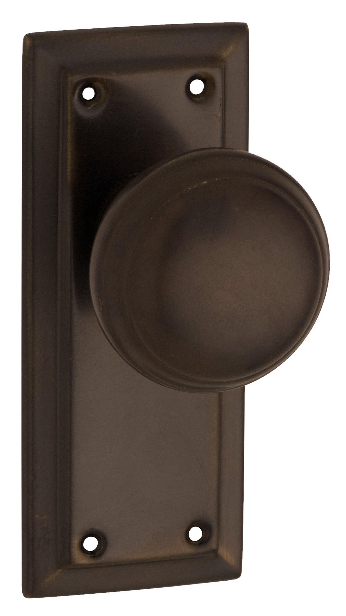 Richmond Door Knob - Short Backplate Antique Brass / Latch | Passage