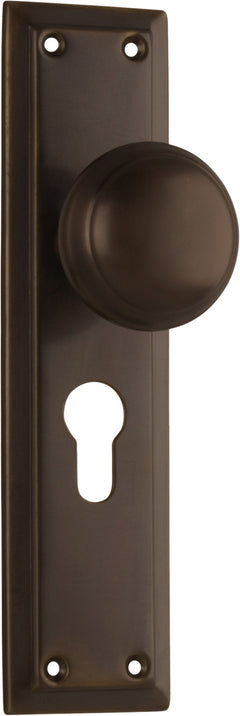 Richmond Door Knob - Long Backplate Antique Brass / Euro | Entrance