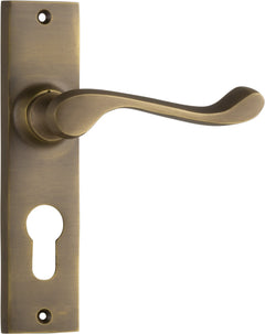 Fremantle Lever - Long Backplate Antique Brass / Euro | Entrance