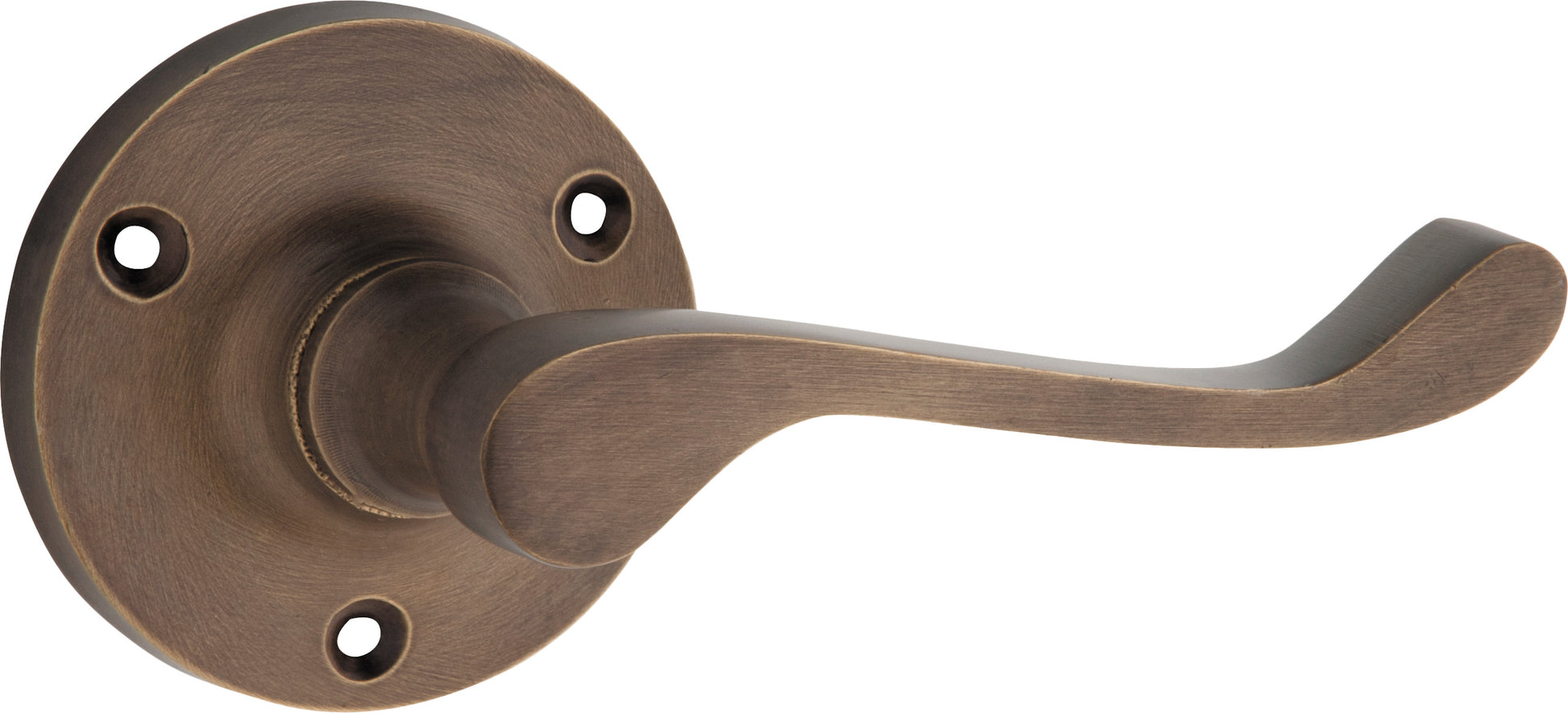 Victorian Lever - Round Rose Antique Brass / Passage