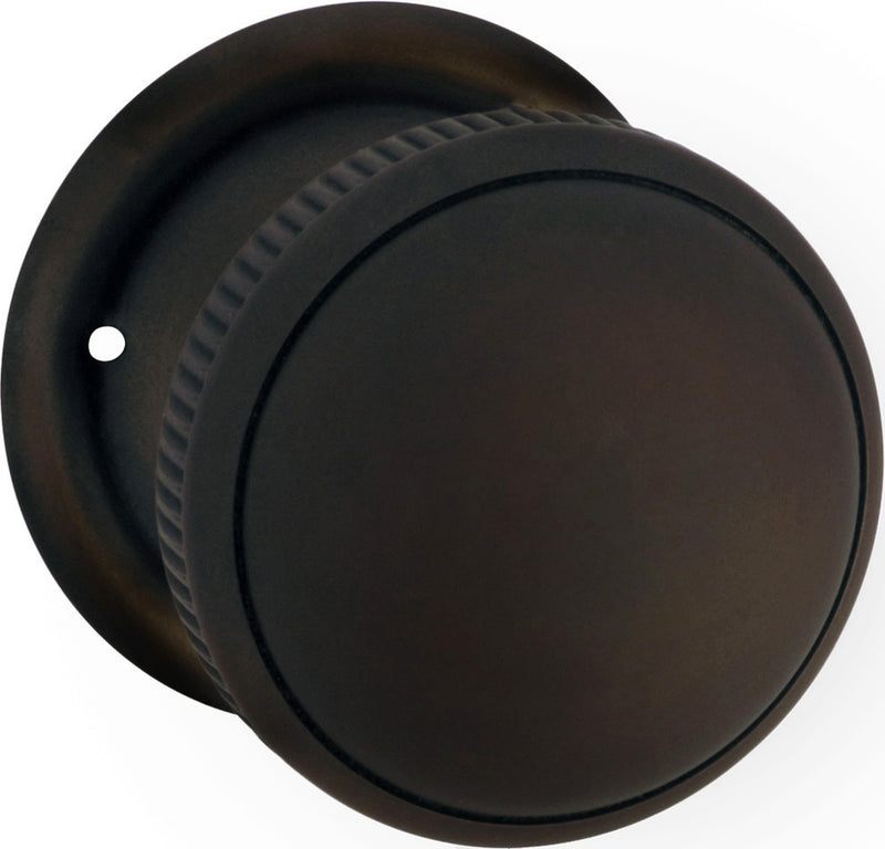 Small Milled Edged Mortice Knob - Round Rose Antique Brass / Passage