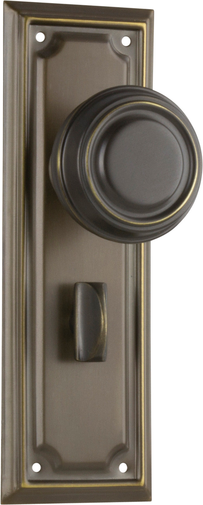 Edwardian Door Knob - Long Backplate Antique Brass / Privacy | Privacy