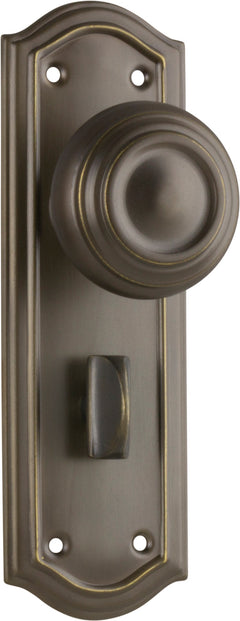 Kensington Door Knob - Long Backplate Antique Brass / Privacy | Privacy
