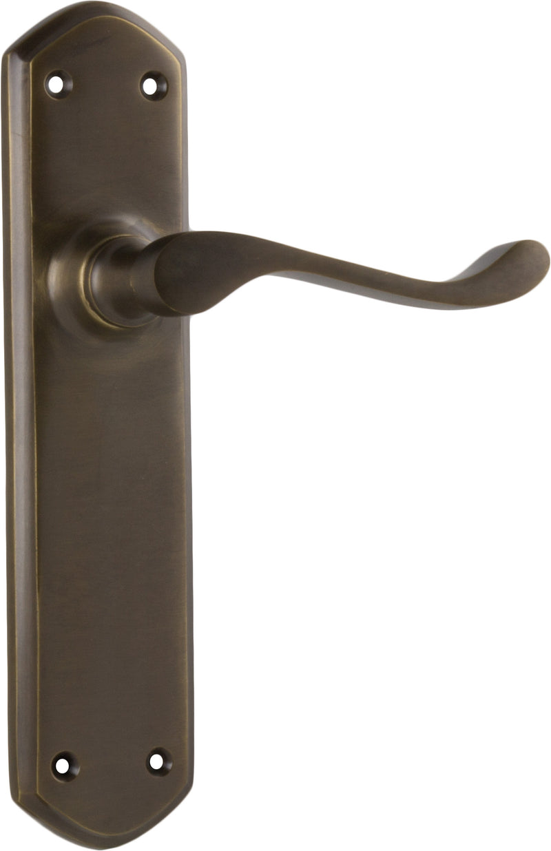 Windsor Lever - Long Backplate Antique Brass / Latch | Passage