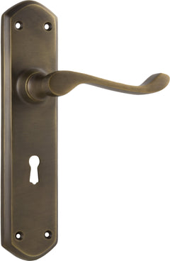 Windsor Lever - Long Backplate Antique Brass / Lock | Lock (Skeleton Key)