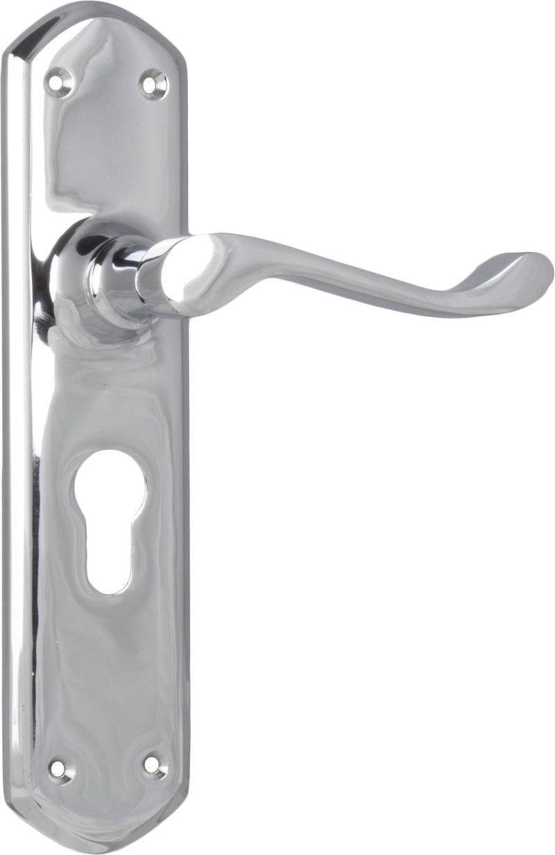 Windsor Lever - Long Backplate Chrome Plated / Euro | Entrance