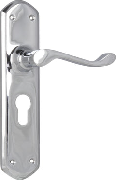 Windsor Lever - Long Backplate Chrome Plated / Euro | Entrance