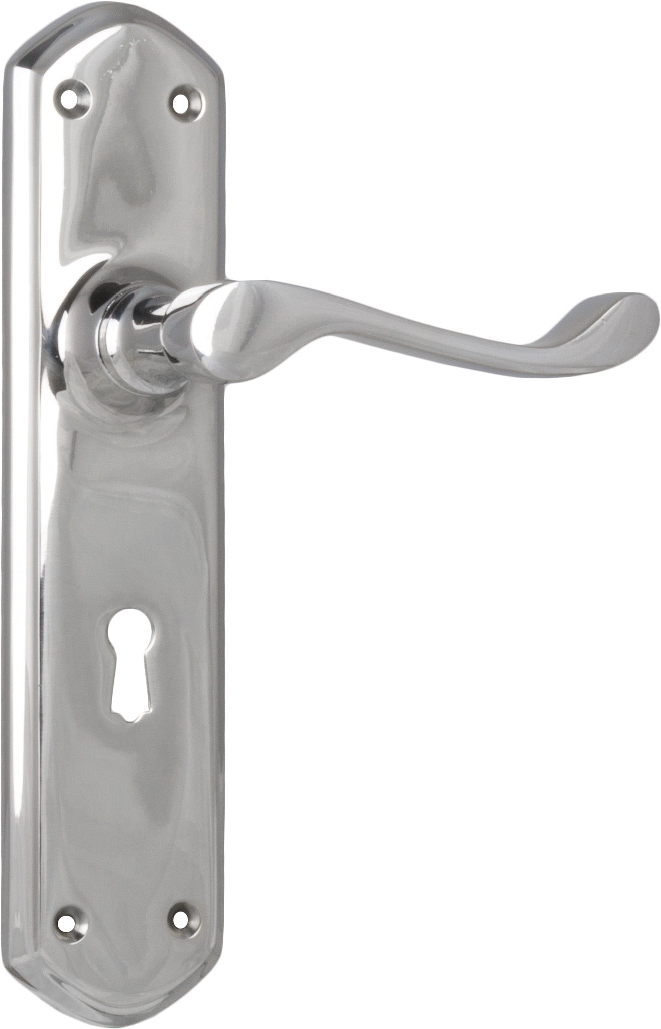 Windsor Lever - Long Backplate Chrome Plated / Lock | Lock (Skeleton Key)