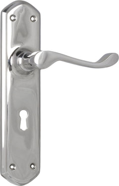 Windsor Lever - Long Backplate Chrome Plated / Lock | Lock (Skeleton Key)