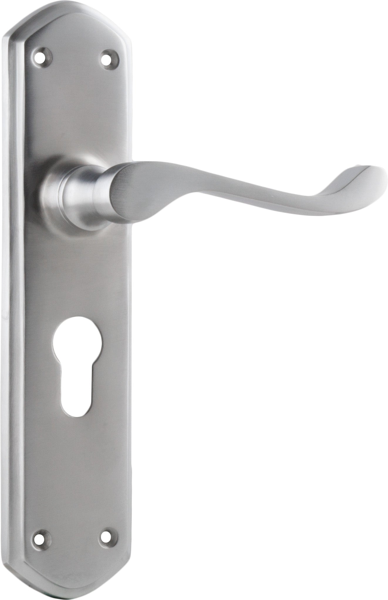 Windsor Lever - Long Backplate Satin Chrome / Euro | Entrance