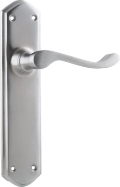 Windsor Lever - Long Backplate Satin Chrome / Latch | Passage