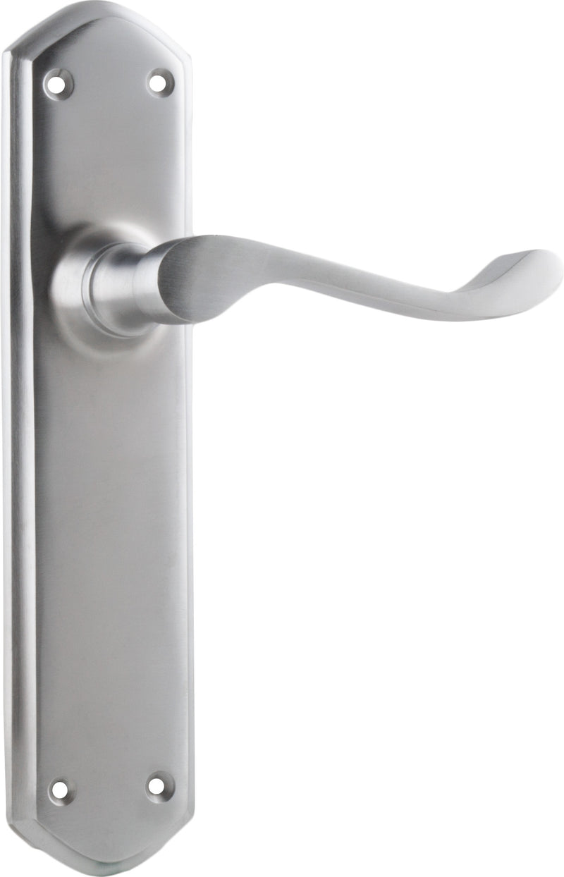 Windsor Lever - Long Backplate Satin Chrome / Latch | Passage