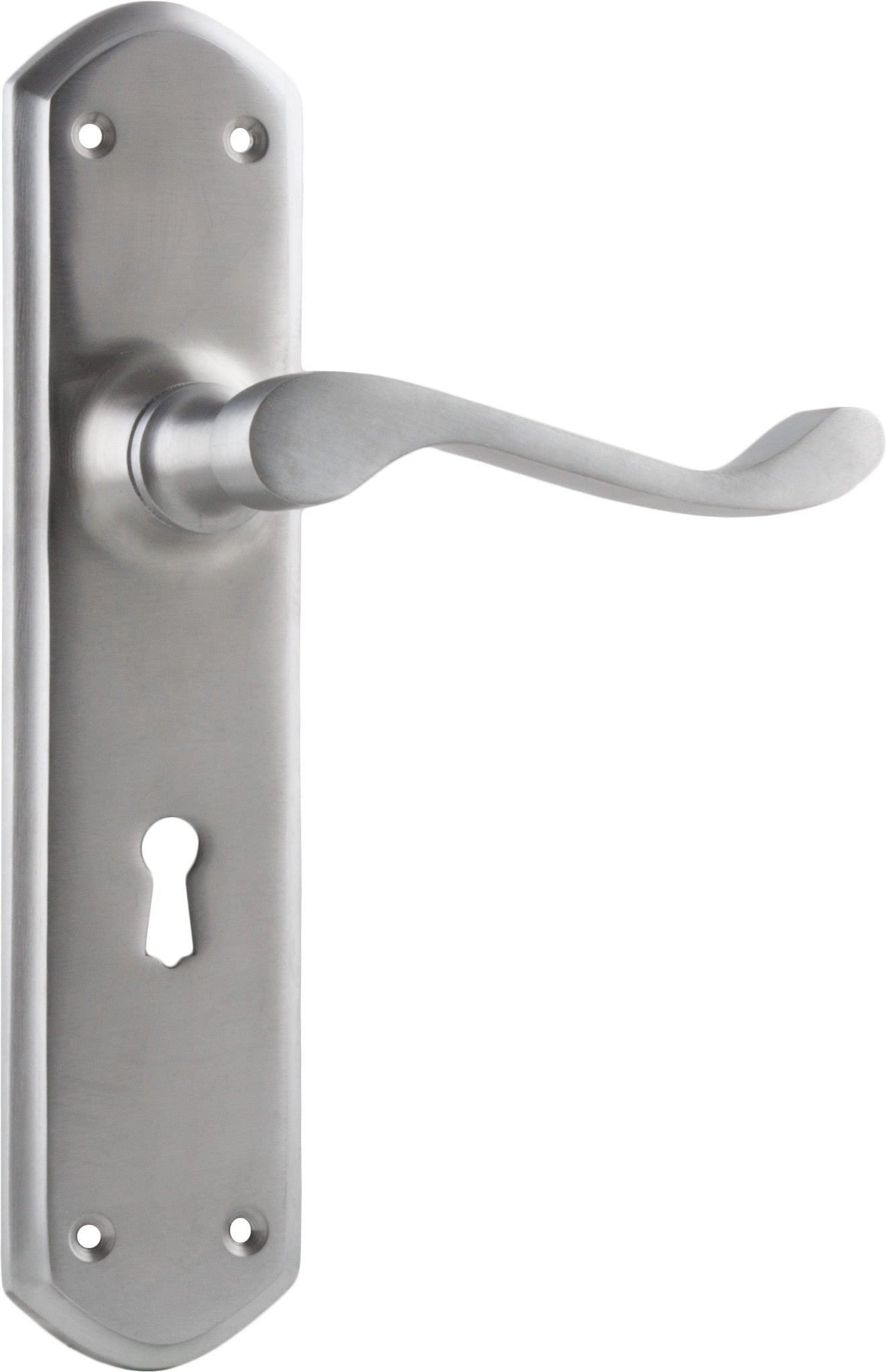 Windsor Lever - Long Backplate Satin Chrome / Lock | Lock (Skeleton Key)