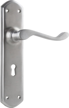 Windsor Lever - Long Backplate Satin Chrome / Lock | Lock (Skeleton Key)