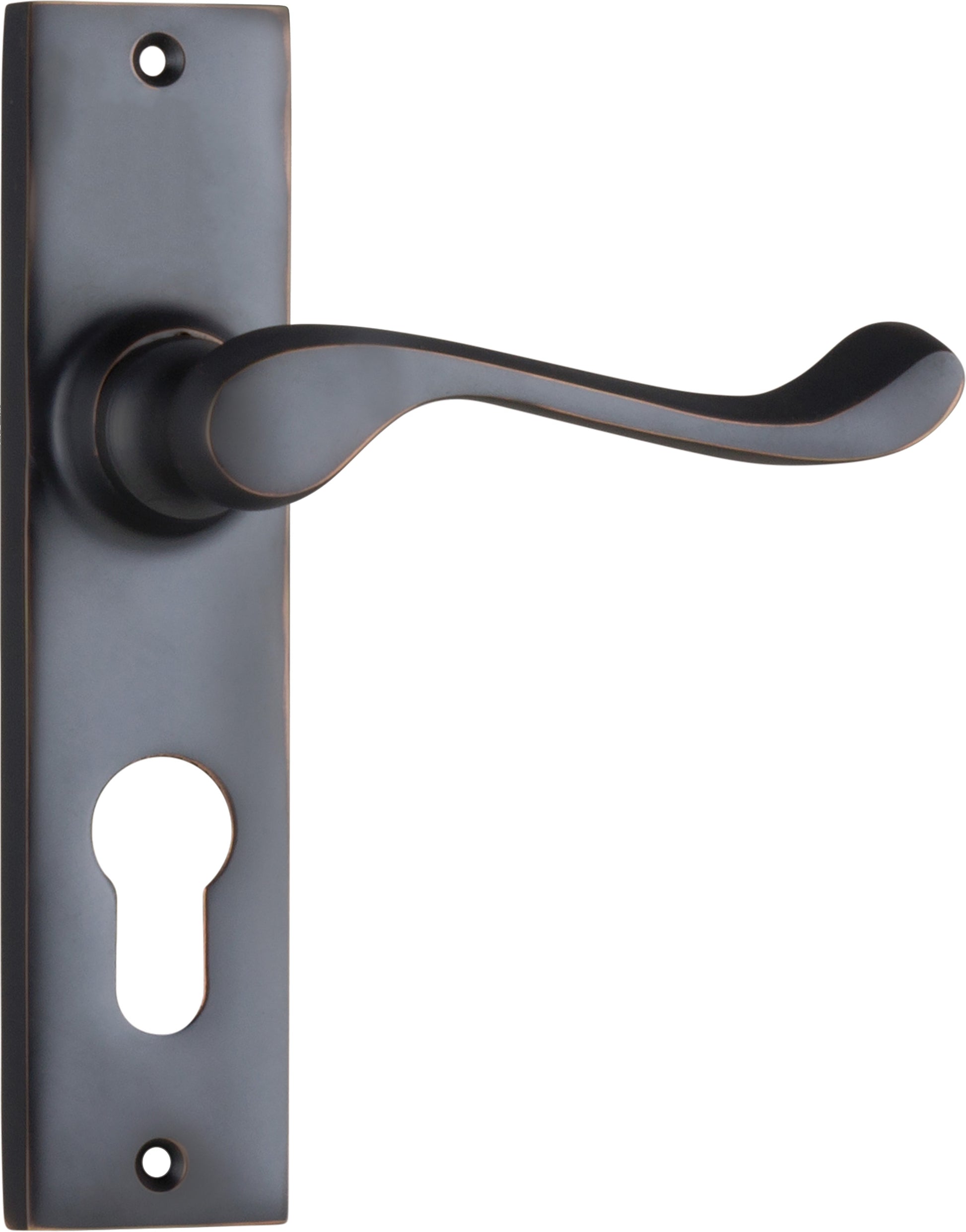 Fremantle Lever - Long Backplate Antique Copper / Euro | Entrance