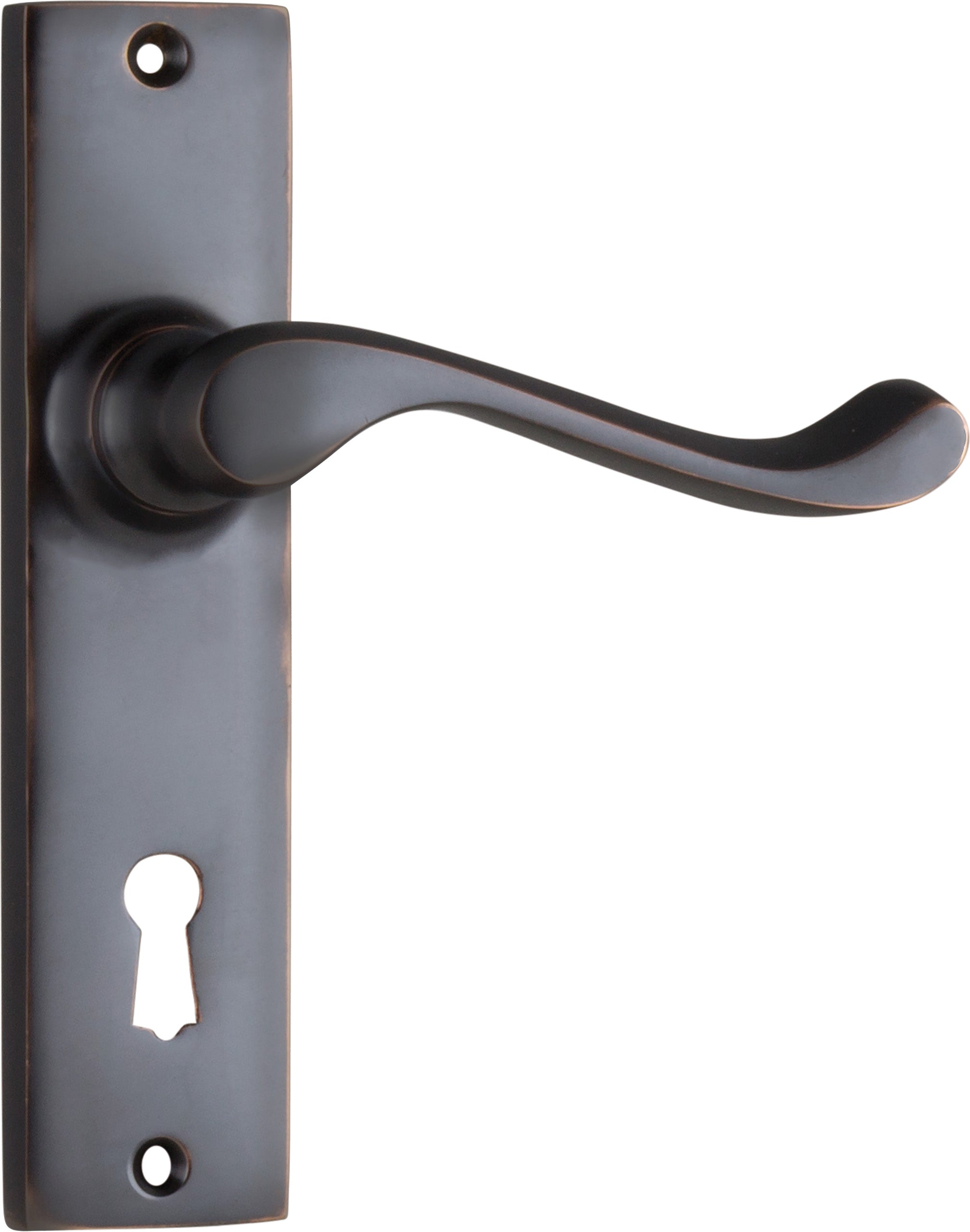 Fremantle Lever - Long Backplate Antique Copper / Lock | Lock (Skeleton Key)