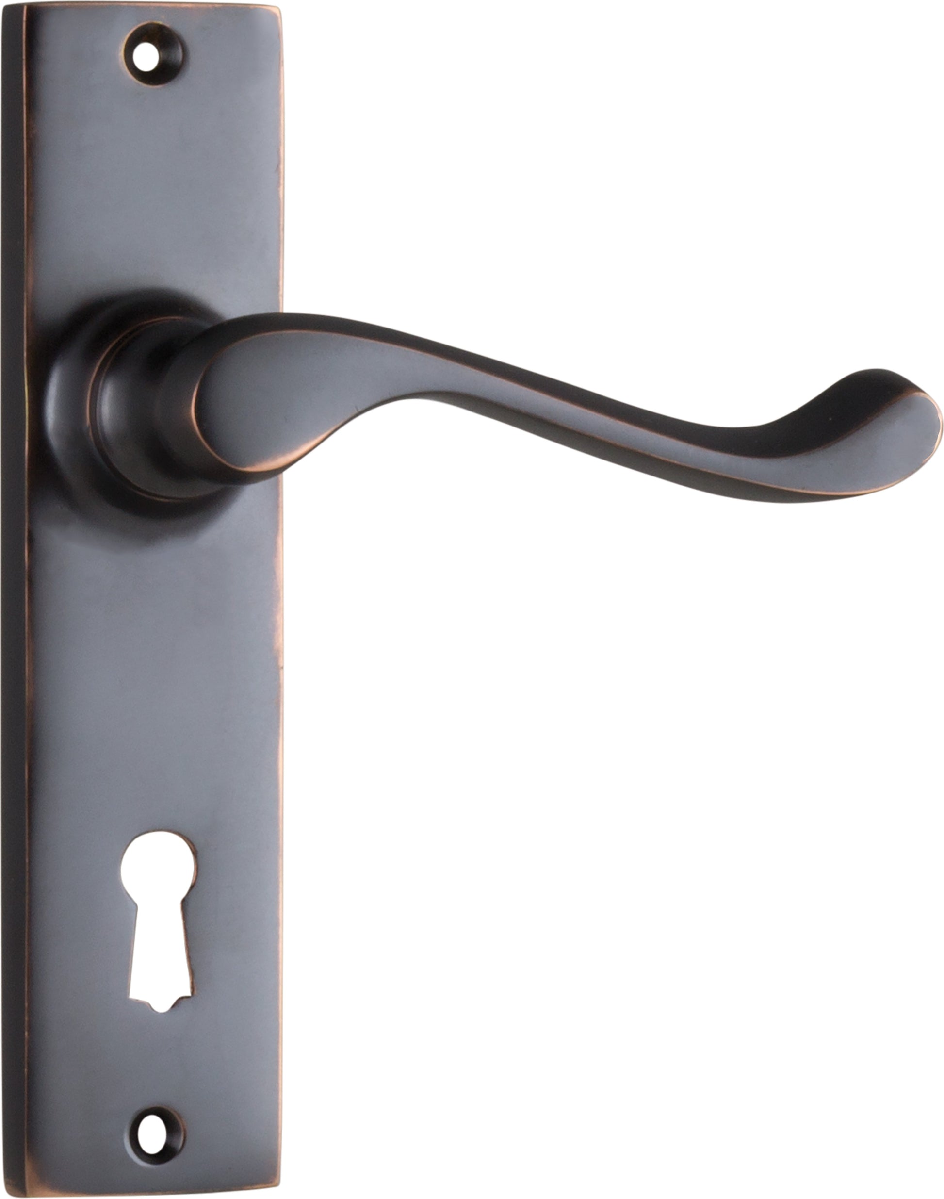 Fremantle Lever - Long Backplate Antique Copper / Lock | Lock (Skeleton Key)