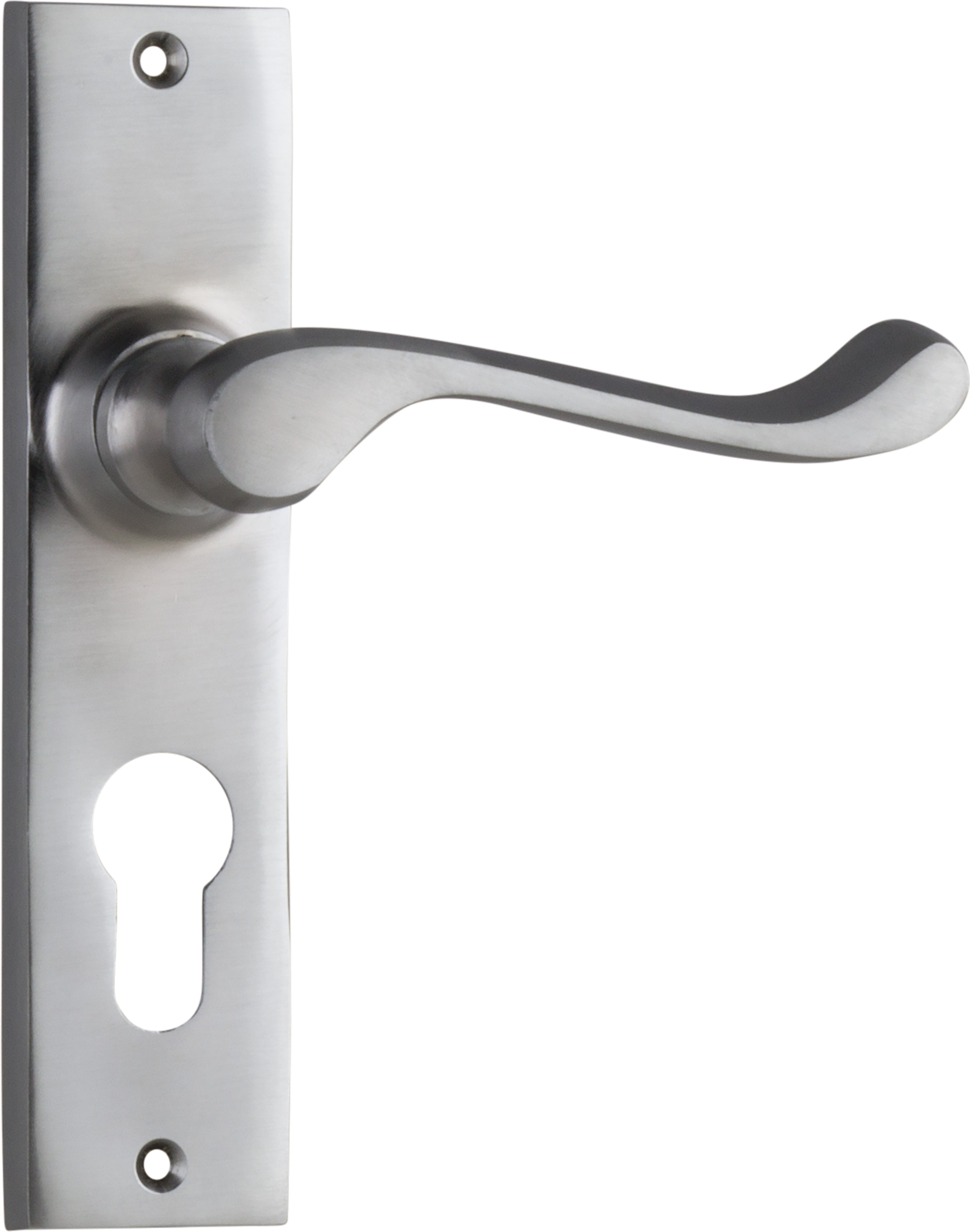 Fremantle Lever - Long Backplate Satin Chrome / Euro | Entrance