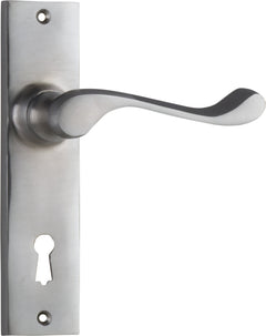 Fremantle Lever - Long Backplate Satin Chrome / Lock | Lock (Skeleton Key)