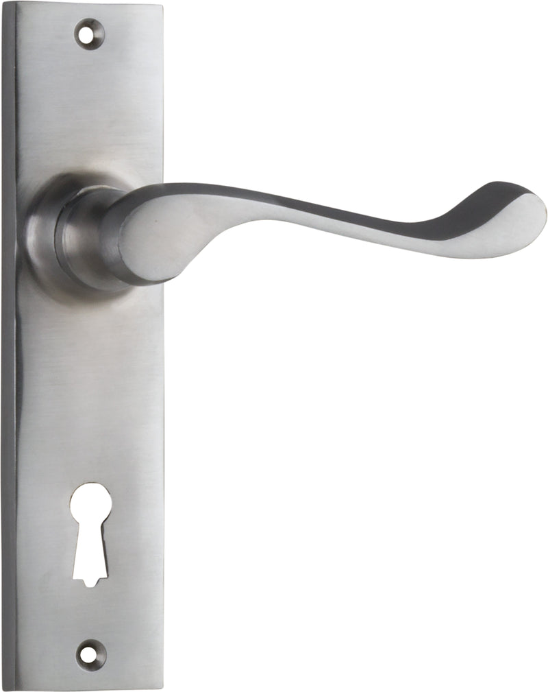 Fremantle Lever - Long Backplate Satin Chrome / Lock | Lock (Skeleton Key)