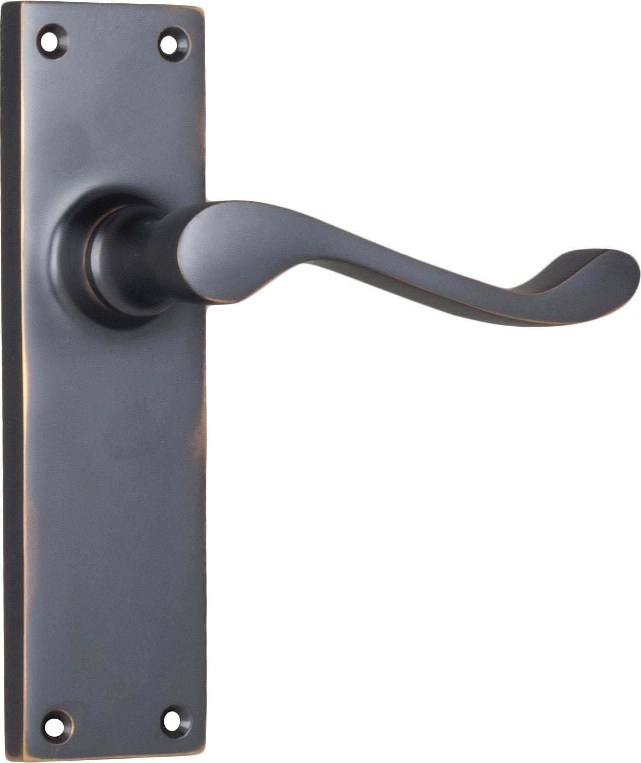 Victorian Lever - Long Backplate Antique Copper / Latch | Passage