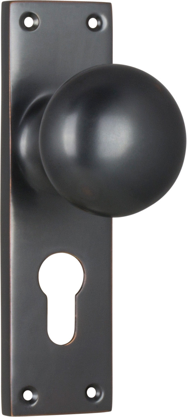 Victorian Knob - Long Backplate Antique Copper / Euro | Entrance