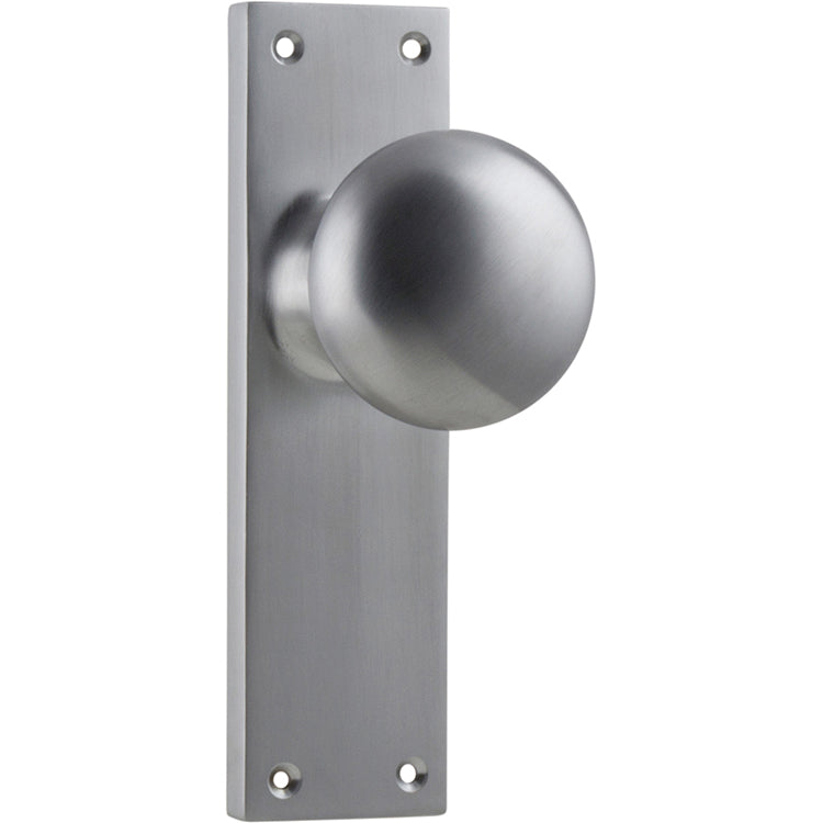 Victorian Knob - Long Backplate Satin Chrome / Latch | Passage