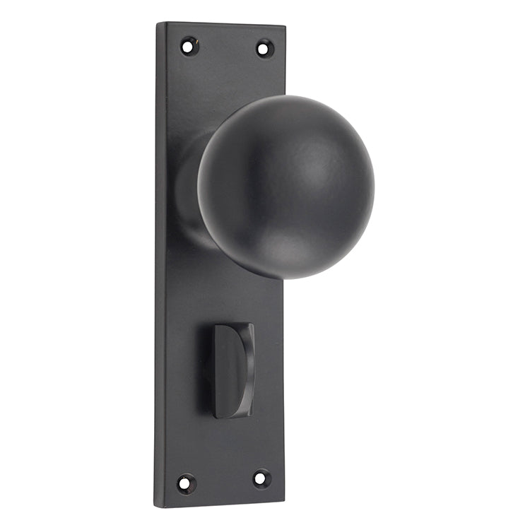 Victorian Knob - Long Backplate Matt Black / Privacy | Privacy