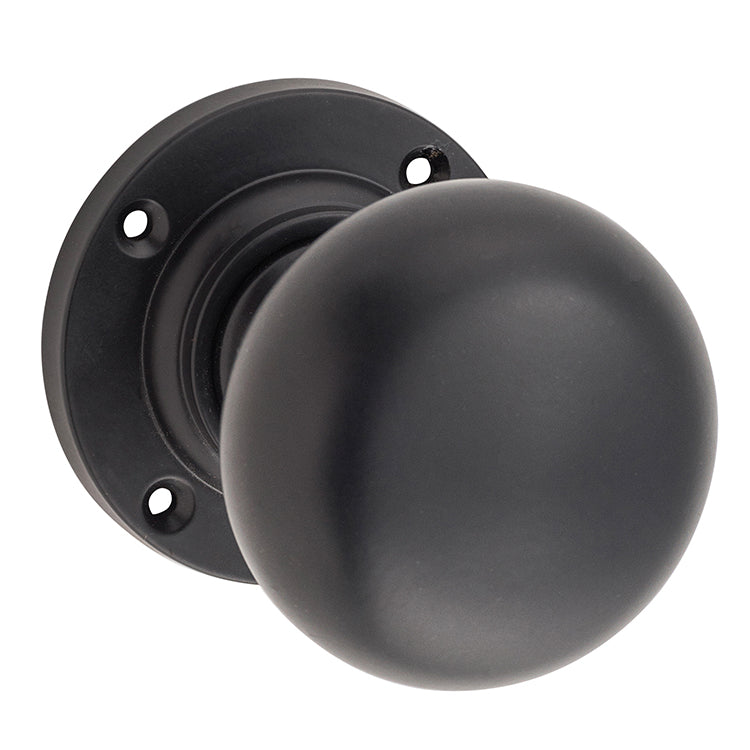Victorian Knob - Round Rose Matt Black / Passage