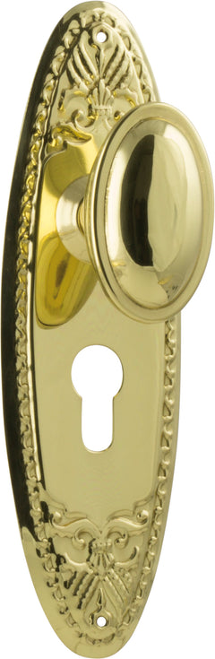 Fitzroy Door Knob - Long Backplate Polished Brass / Euro | Entrance