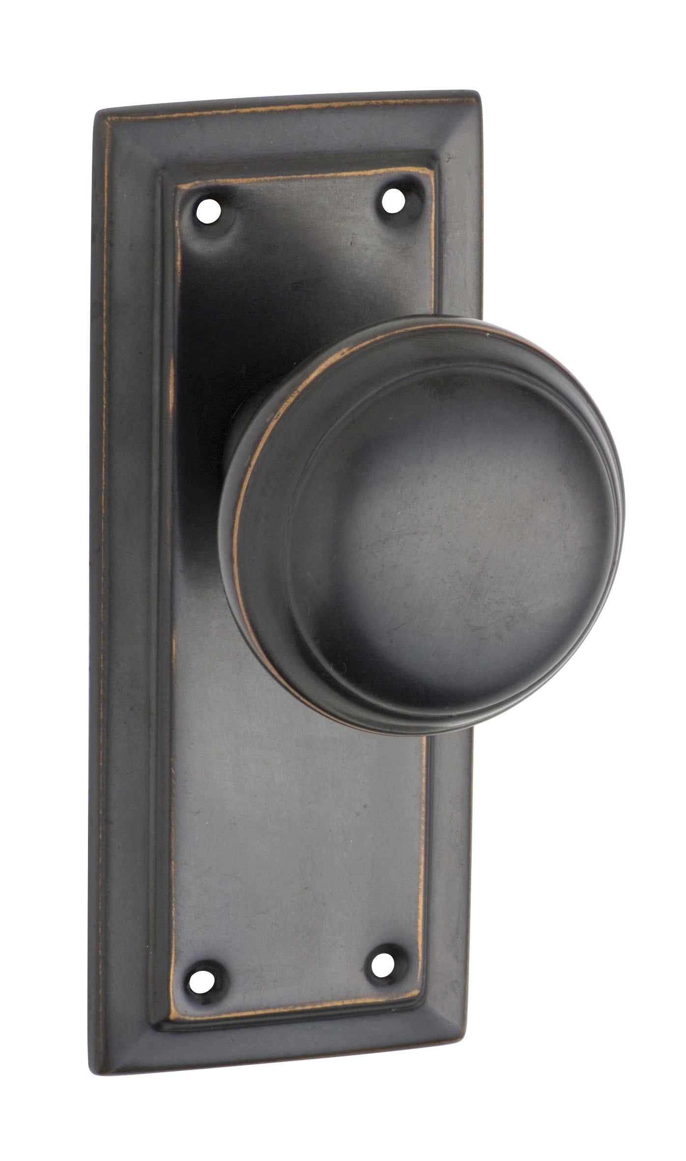 Richmond Door Knob - Short Backplate Antique Copper / Latch | Passage