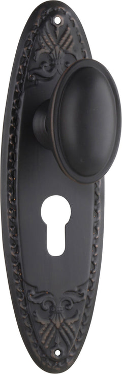 Fitzroy Door Knob - Long Backplate Antique Copper / Euro | Entrance