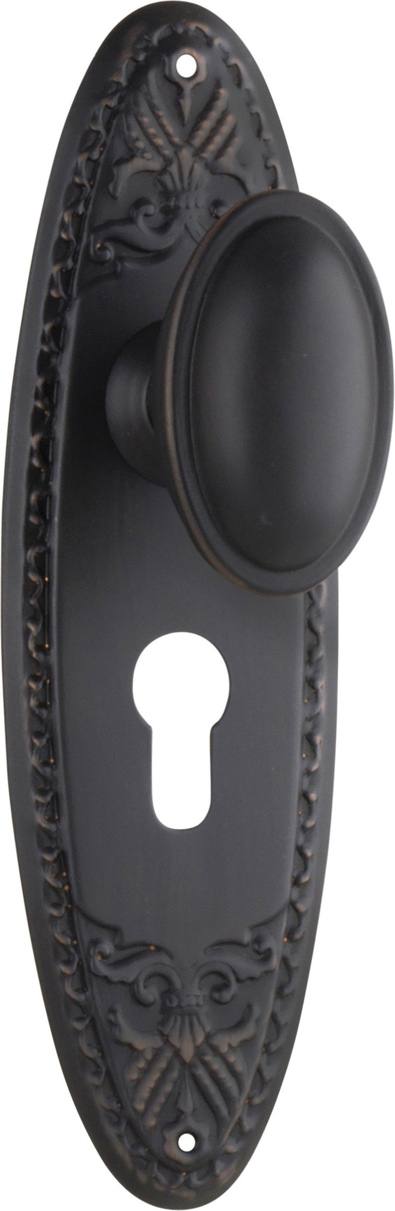 Fitzroy Door Knob - Long Backplate Antique Copper / Euro | Entrance