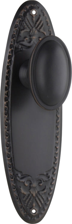 Fitzroy Door Knob - Long Backplate Antique Copper / Latch | Passage