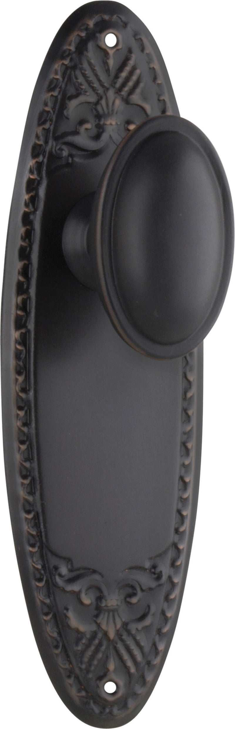 Fitzroy Door Knob - Long Backplate Antique Copper / Latch | Passage