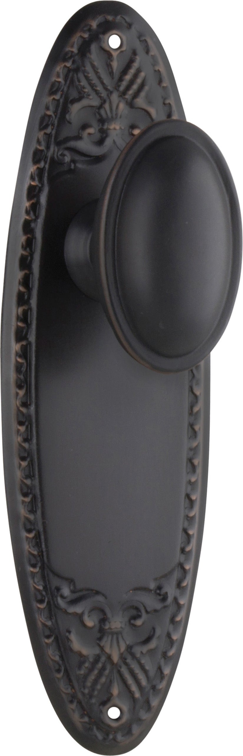 Fitzroy Door Knob - Long Backplate Antique Copper / Latch | Passage