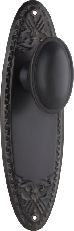 Fitzroy Door Knob - Long Backplate Antique Copper / Latch | Passage