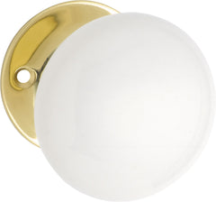Porcelain Door Knob - Round Rose Polished Brass / Passage