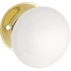 Porcelain Door Knob - Round Rose Polished Brass / Passage