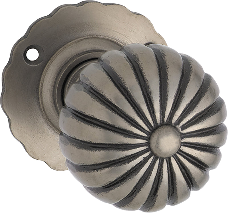Fluted Mortice Knob - Round Rose Polished Metal / Passage