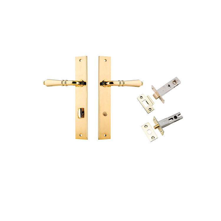 Sarlat Lever - Rectangular Backplate Privacy Kit with Privacy Turn Polished Brass / Solid Brass