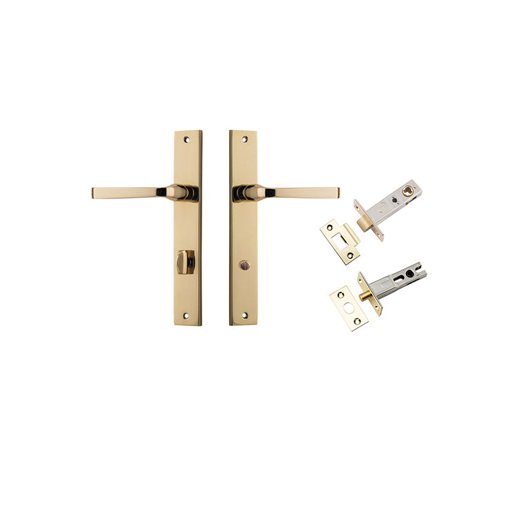Annecy Lever - Rectangular Backplate Privacy Kit with Privacy Turn Polished Brass / Solid Brass