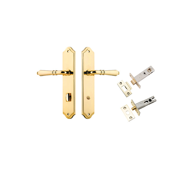 Sarlat Lever - Shouldered Backplate Privacy Kit with Privacy Turn Polished Brass / Solid Brass