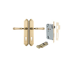 Verona Lever - Shouldered Backplate Entrance Kit with High Security Lock Polished Brass / Solid Brass